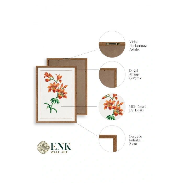 Turuncu Zambak Ahşap Çerçeveli Tablo 30 x 42