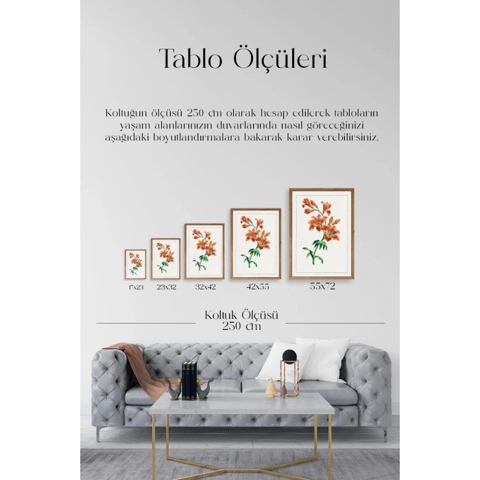Turuncu Zambak Ahşap Çerçeveli Tablo 30 x 42