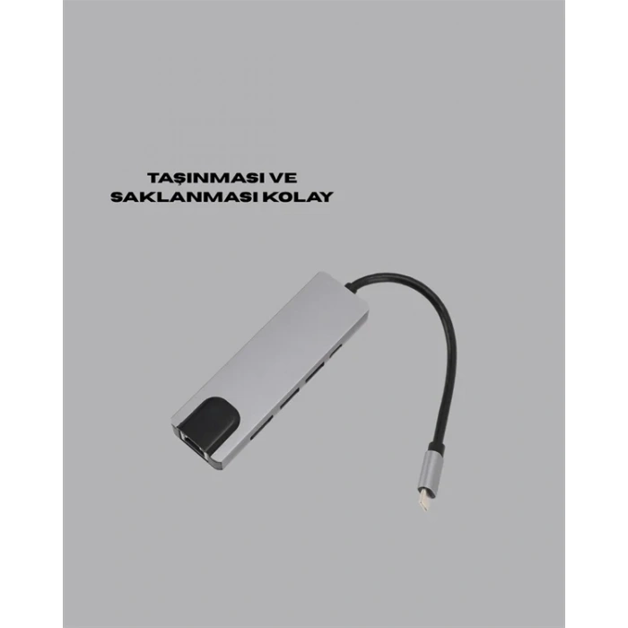Type-c Hdmı Ethernet Adaptör 8-in-1 Alüminyum Gövde