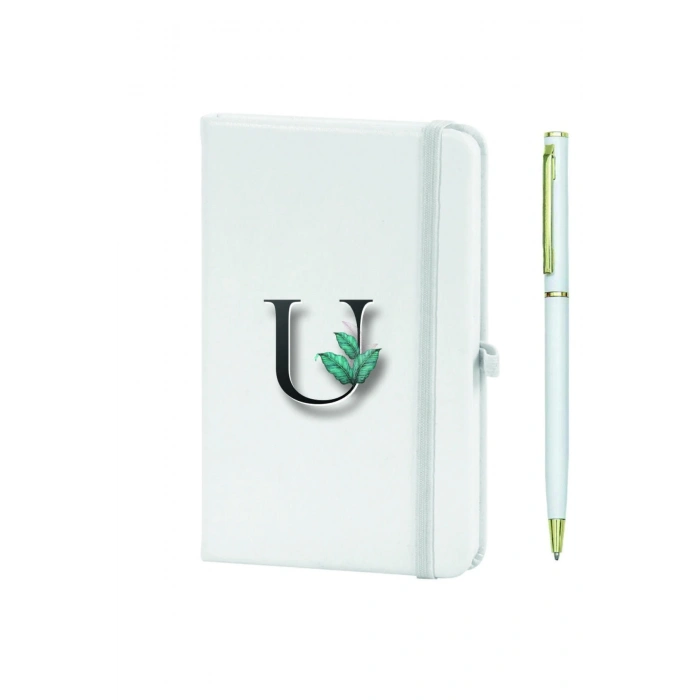 U Harfi Çiçek Baskılı Defter