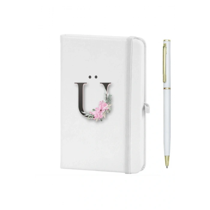 Ü Harfi Çiçek Desen Baskılı Defter