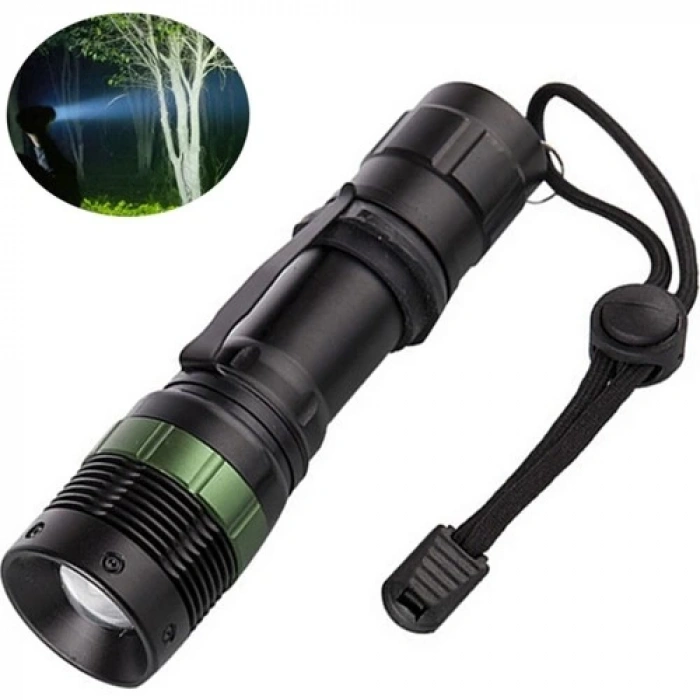 Ultra Güçlü 3 Modlu Metal Şarjlı El Feneri Cree T6 800 Metre + Şarjlı Pil (5365)