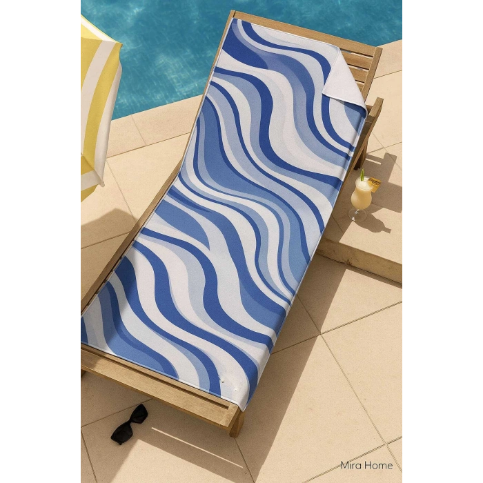 Unisex Desenli Baskılı Deniz Plaj Havlusu Dalga Desen 70x140 Cm