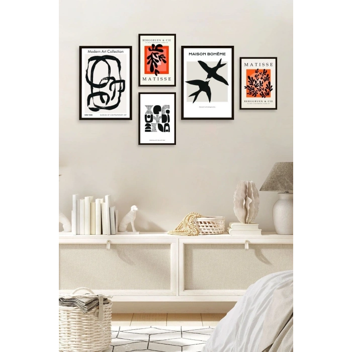 Ünlü Tablo Seti 5li Tablo 30 x 40