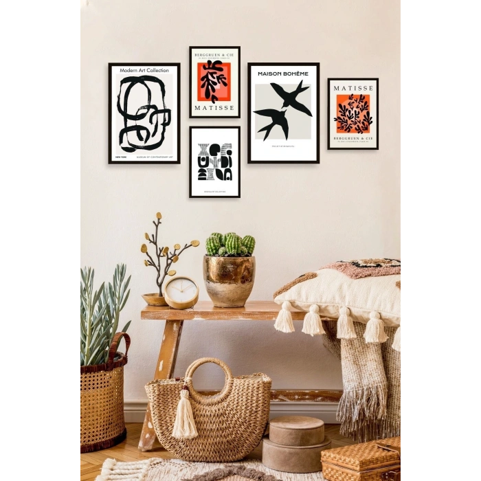 Ünlü Tablo Seti 5li Tablo 30 x 40