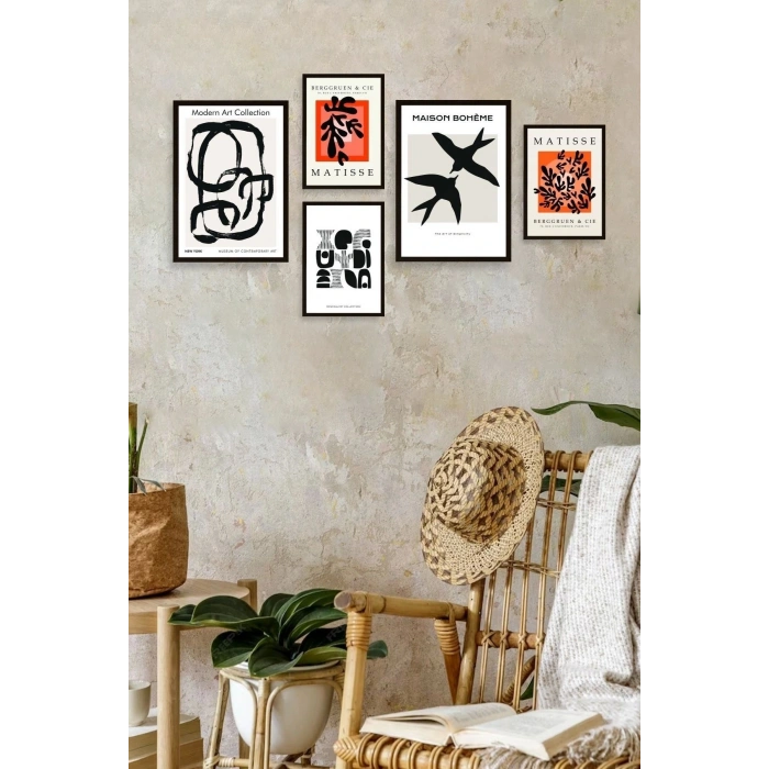 Ünlü Tablo Seti 5li Tablo 30 x 40