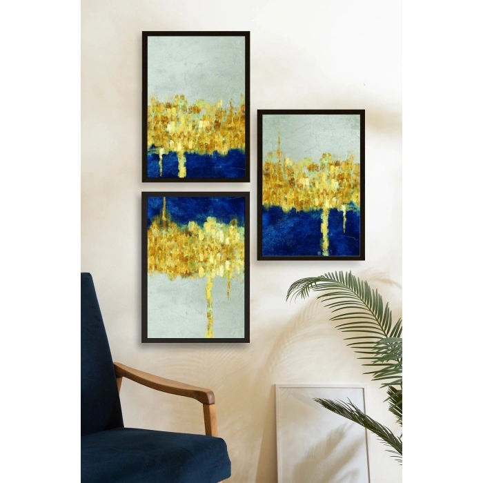 Ünlü Tablolar Üçlü Ahşap Çerçeveli Tablo 23 x 30