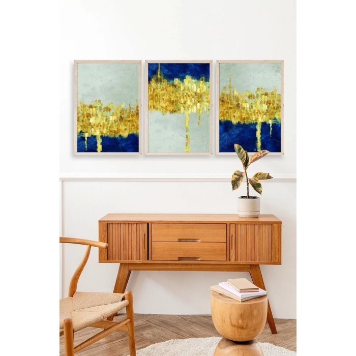 Ünlü Tablolar Üçlü Ahşap Çerçeveli Tablo 23 x 30