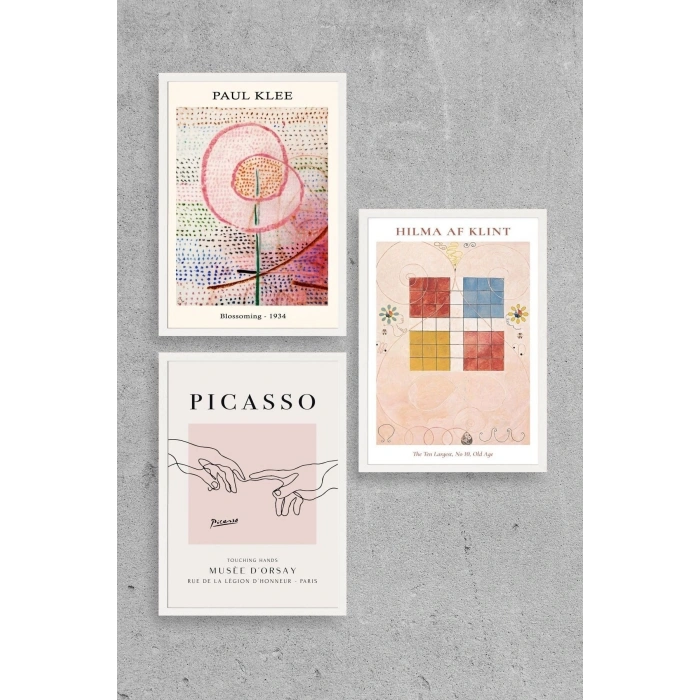 Ünlü Tablolar Üçlü Ahşap Çerçeveli Tablo 30 x 40