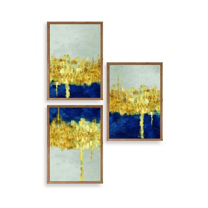 Ünlü Tablolar Üçlü Ahşap Çerçeveli Tablo 30 x 40