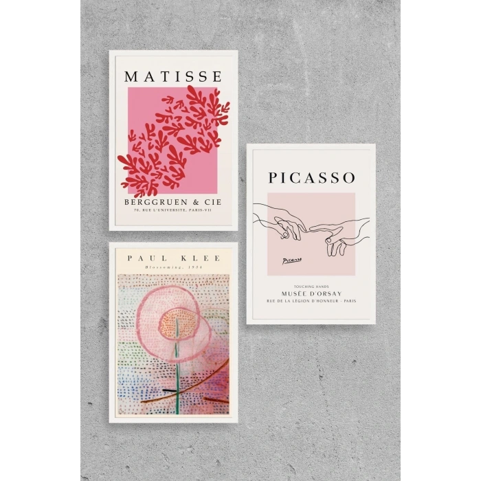 Ünlü Tablolar Üçlü Ahşap Çerçeveli Tablo 30 x 40