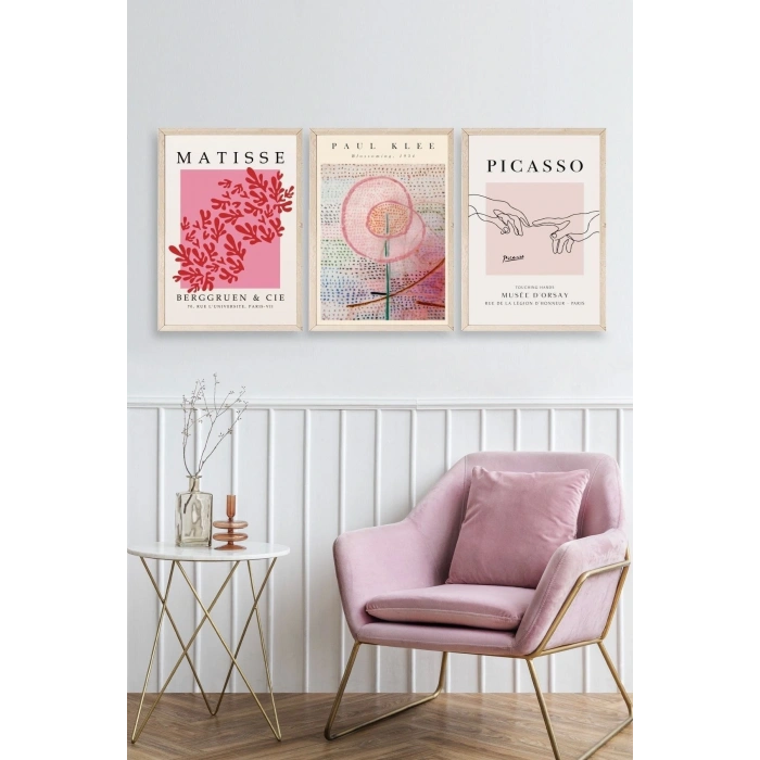 Ünlü Tablolar Üçlü Ahşap Çerçeveli Tablo 30 x 40