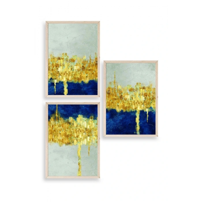 Ünlü Tablolar Üçlü Ahşap Çerçeveli Tablo 40 x 60