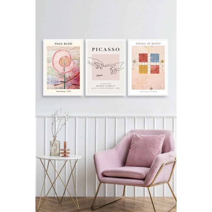 Ünlü Tablolar Üçlü Ahşap Çerçeveli Tablo 40 x 60