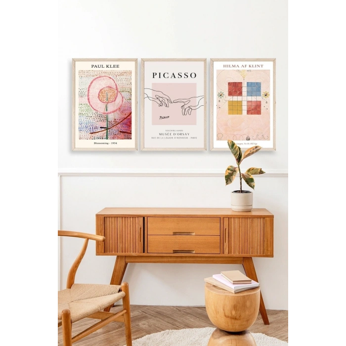 Ünlü Tablolar Üçlü Ahşap Çerçeveli Tablo 40 x 60