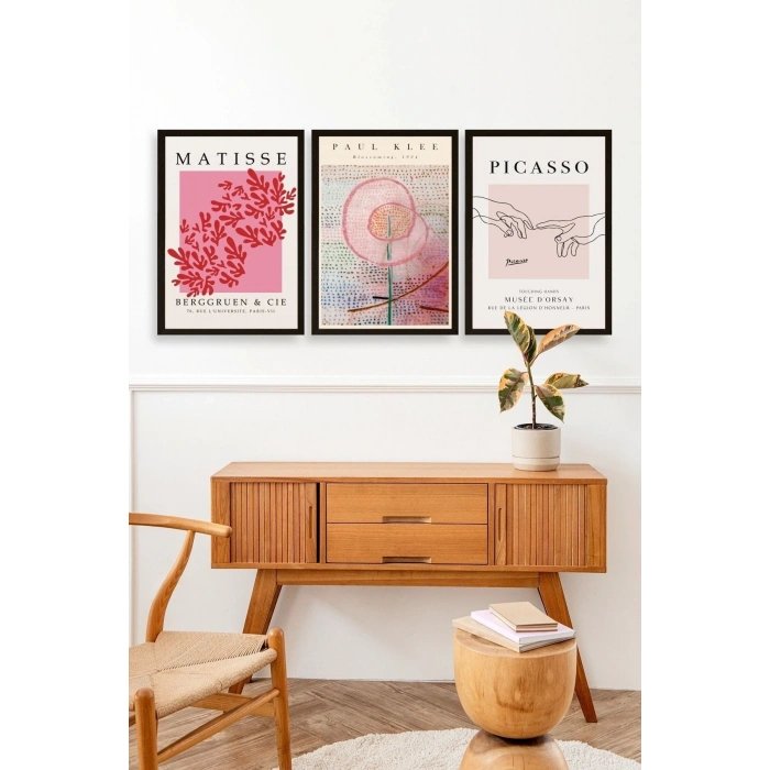 Ünlü Tablolar Üçlü Ahşap Çerçeveli Tablo 40 x 60