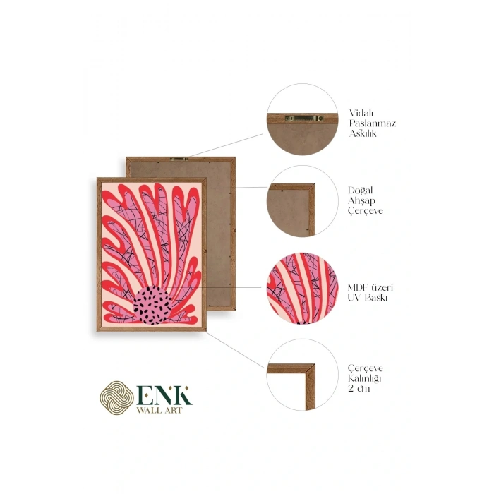 Ünlü Tablolar Üçlü Ahşap Çerçeveli Tablo 40 x 60