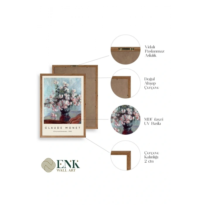 Ünlü Tablolar Üçlü Ahşap Çerçeveli Tablo 40 x 60