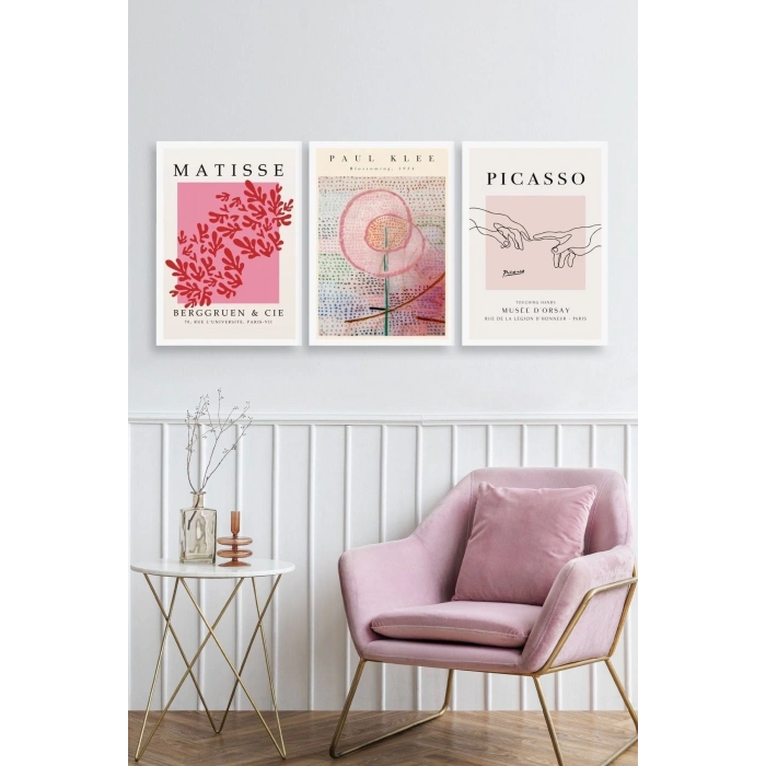 Ünlü Tablolar Üçlü Ahşap Çerçeveli Tablo 50 x 70