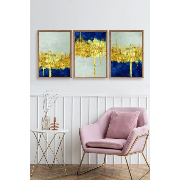 Ünlü Tablolar Üçlü Ahşap Çerçeveli Tablo 50 x 70