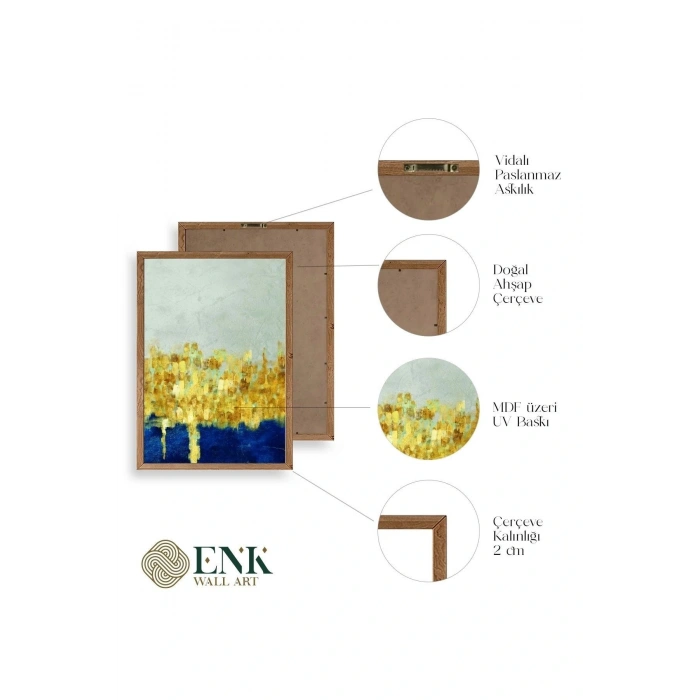 Ünlü Tablolar Üçlü Ahşap Çerçeveli Tablo 50 x 70