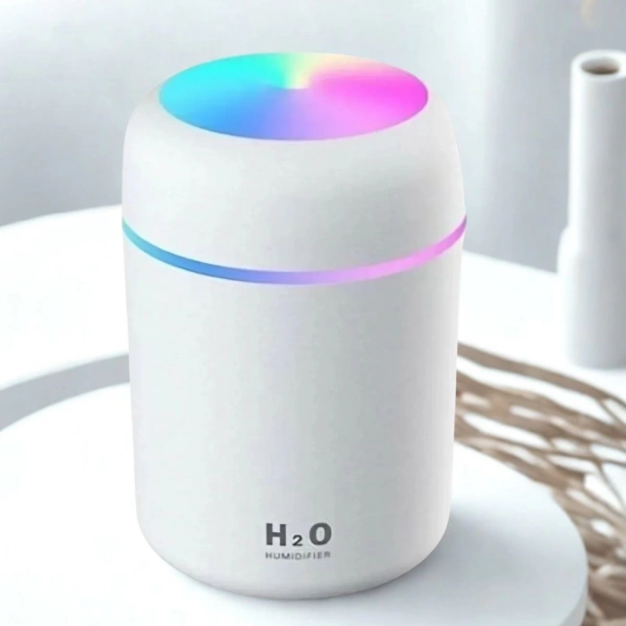 Usb Rengarenk Işıklı 300 ml Ulrasonik Hava Nemlendirici Buhar Makinesi Ve Hava Aroma Difüzörü (5365)