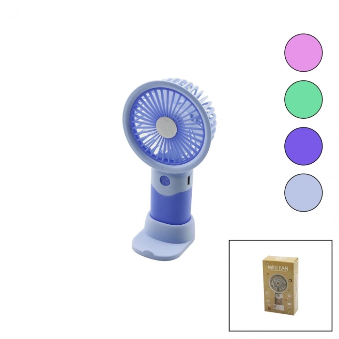 USB ŞARJLI MİNİ EL FANI ÇAP:8.4 - Y:16CM SABİT BAŞLIK 3-KADEME HIZT ELEFONLUKLU MASAÜSTÜ AYAK VANTİLATÖR (5365)