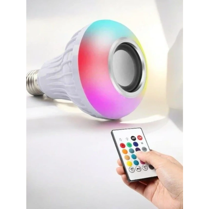 Uzaktan Kumandalı Bluetooth Lamba Hoparlör E27 Uyumlu