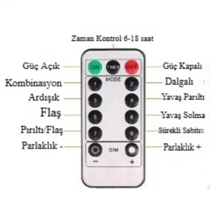 Uzaktan Kumandalı LED Perdeye Takılabilen Kancalı Işık Usb 3x3 Metre Peri Perde LED (5365)