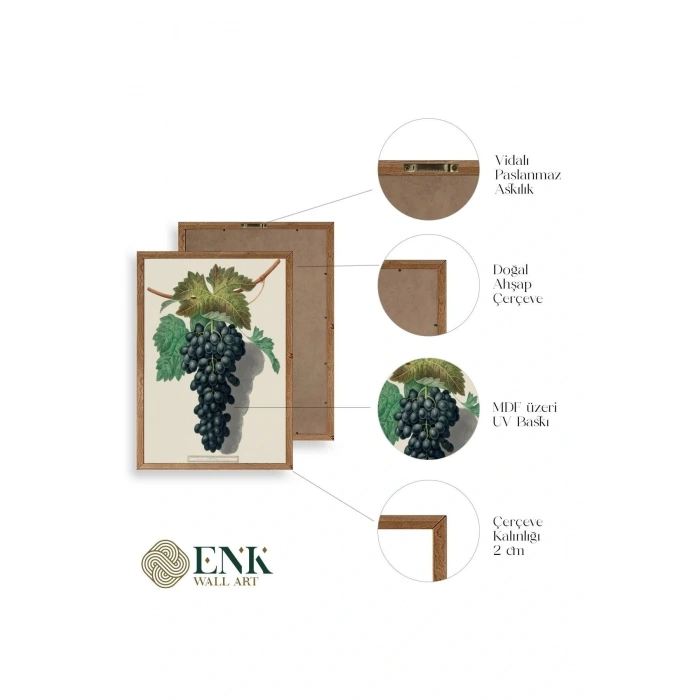 Üzüm Ahşap Çerçeveli Tablo 17 x 23
