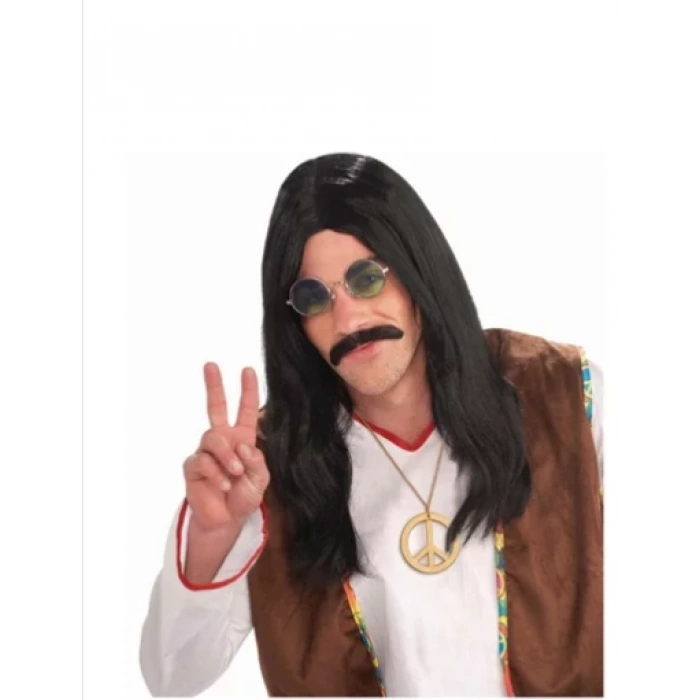 Long Baris Manco Wig and Mustache
