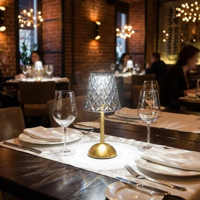 Uzun Klasik Gri Baklava Model LED Masa Lambası – Dokunmatik, 3 Renk Işık Modlu, Şarjlı Dekoratif Gece Lambası (5365)