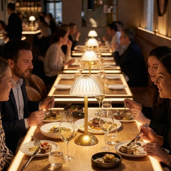 Uzun Mantar Çizgili Model LED Masa Lambası – Dokunmatik, 3 Renk Işık Modlu, Şarjlı Dekoratif Gece Lambası (5365)