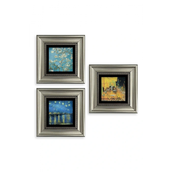 Van Gogh 3 lü Set Çerçeveli Taş Tablo 20 cm