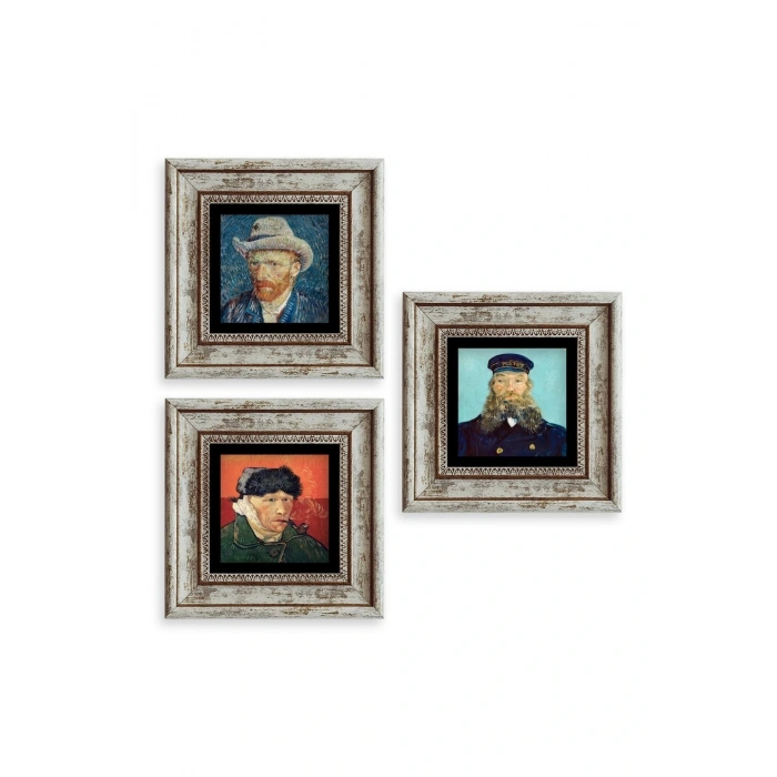 Van Gogh 3 lü Set Çerçeveli Taş Tablo 20 cm