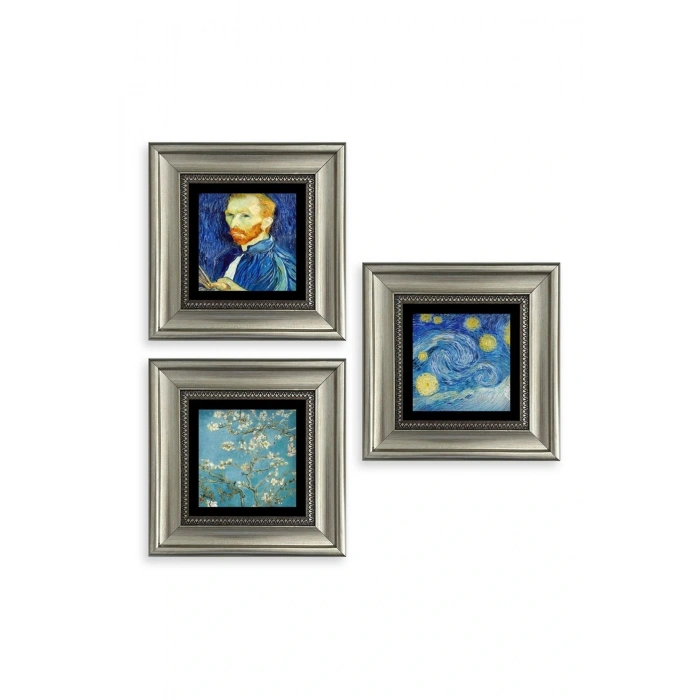 Van Gogh 3 lü Set Çerçeveli Taş Tablo 20 cm