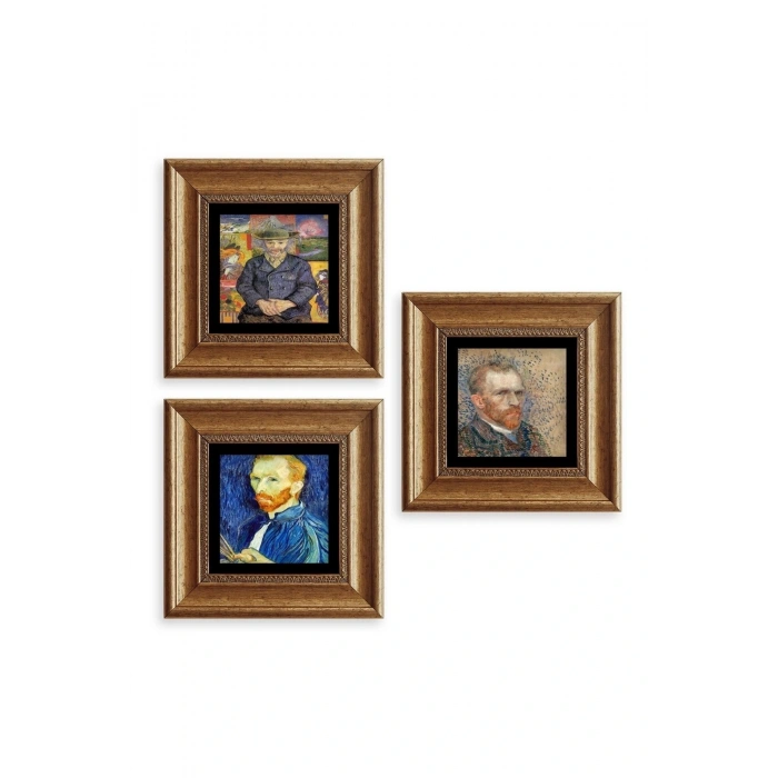 Van Gogh 3 lü Set Çerçeveli Taş Tablo 20 cm