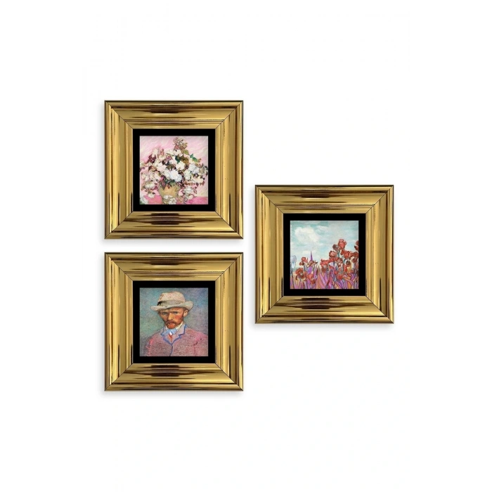 Van Gogh 3 lü Set Çerçeveli Taş Tablo 20 cm