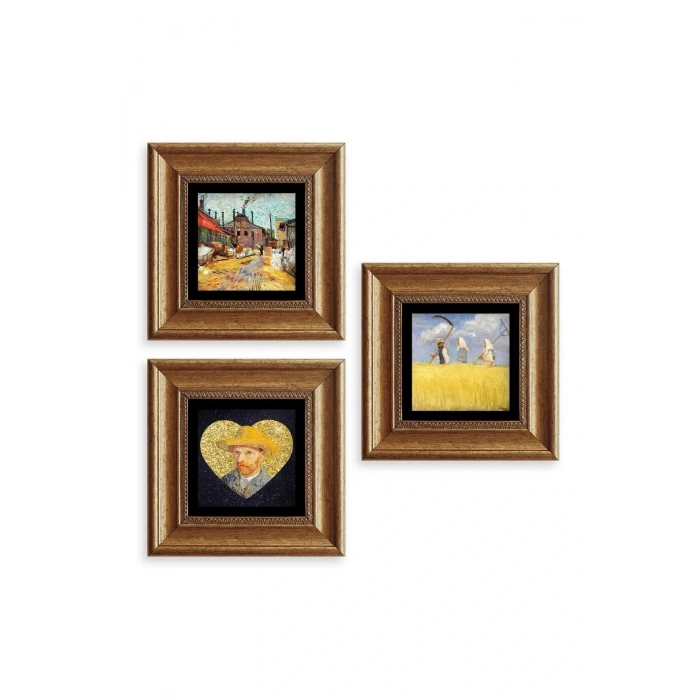 Van Gogh 3 lü Set Çerçeveli Taş Tablo 20 cm