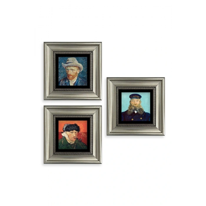 Van Gogh 3 lü Set Çerçeveli Taş Tablo 20 cm
