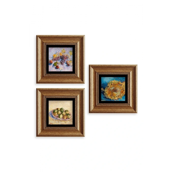 Van Gogh 3 lü Set Çerçeveli Taş Tablo 20 cm
