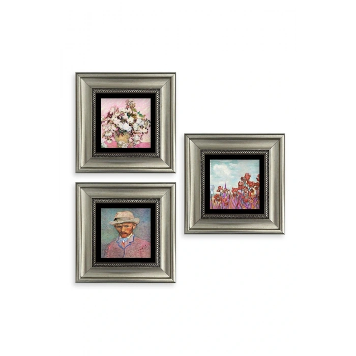 Van Gogh 3 lü Set Çerçeveli Taş Tablo 20 cm