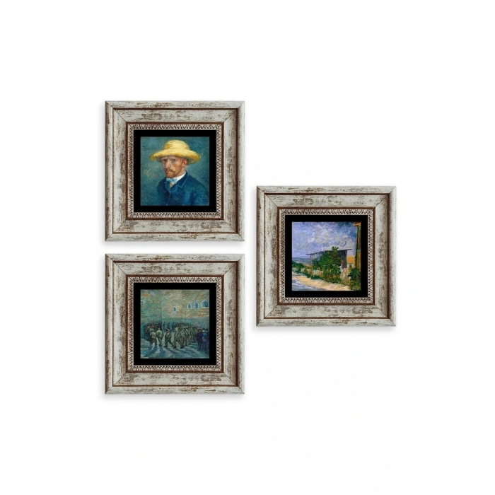 Van Gogh 3 lü Set Çerçeveli Taş Tablo 20 cm
