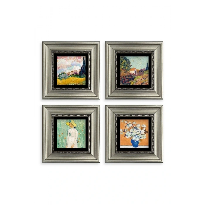Van Gogh 4 lü Set Çerçeveli Taş Tablo 20 cm