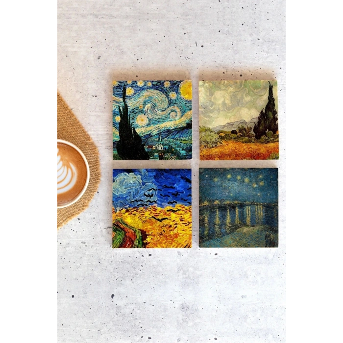 Van Gogh 4lü Taş Bardak Altlığı
