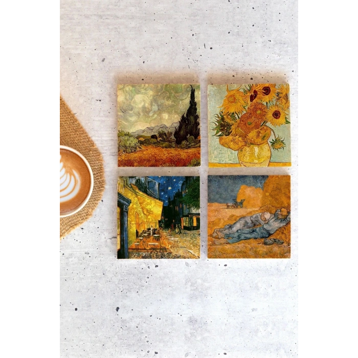 Van Gogh 4lü Taş Bardak Altlığı