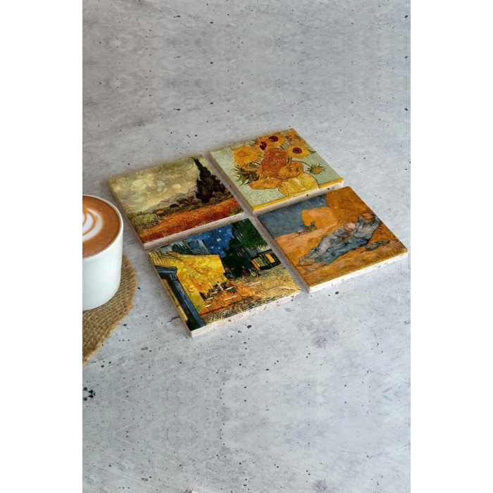 Van Gogh 4lü Taş Bardak Altlığı
