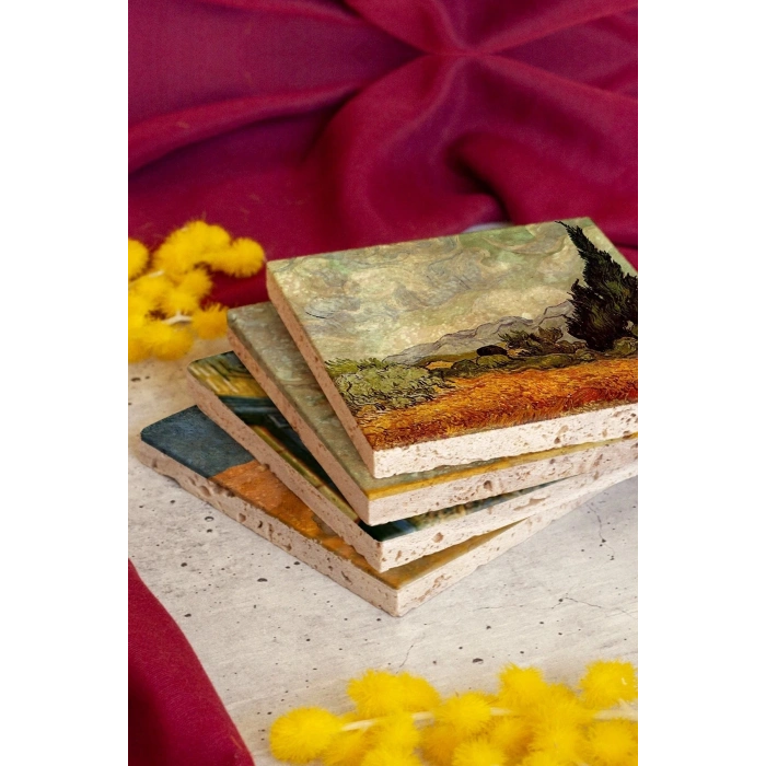 Van Gogh 4lü Taş Bardak Altlığı