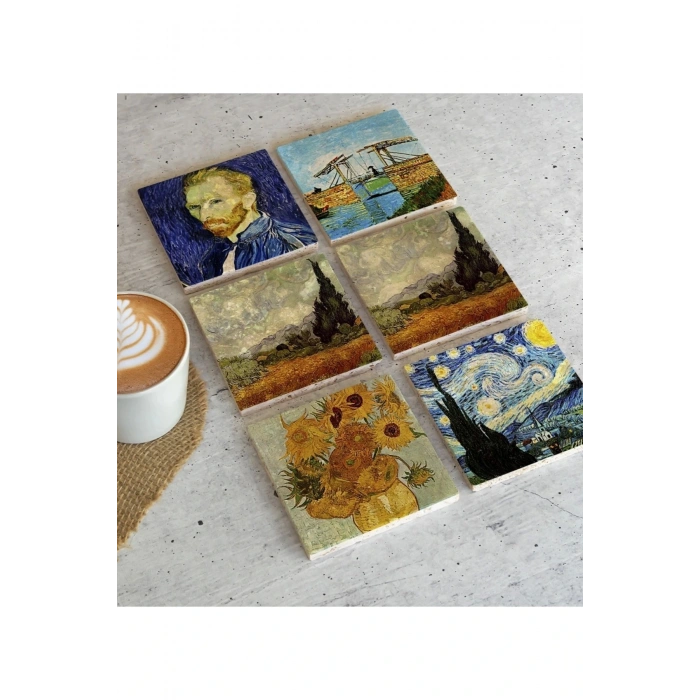Van Gogh 6lı Taş Bardak Altlığı