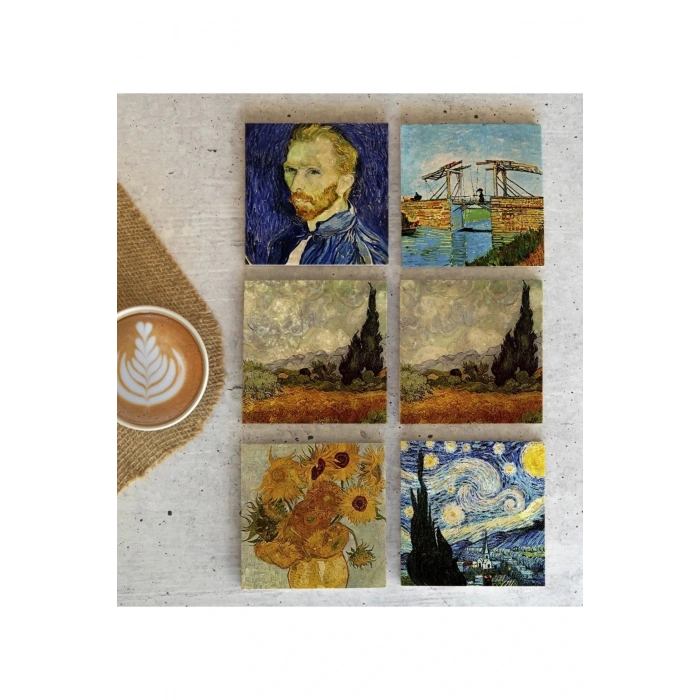 Van Gogh 6lı Taş Bardak Altlığı